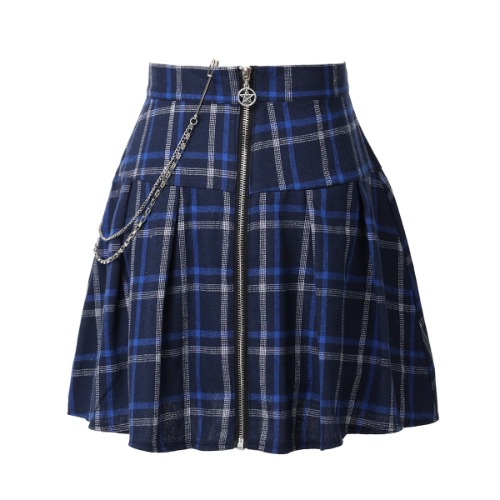'In the Darkness' Black Grunge High Waist Plaid Skirt - Red / XL