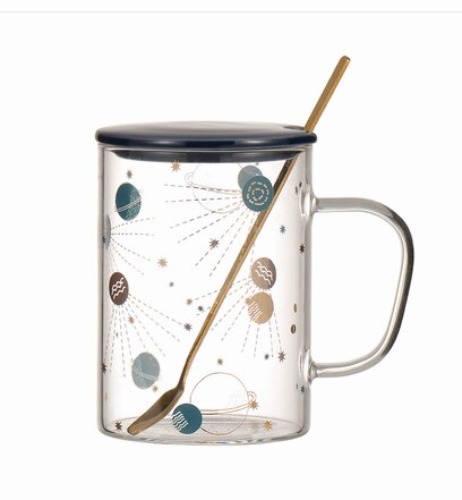 Transparent Glass Coffee Cup - A-Send a spoon-480ML / 401-500ml