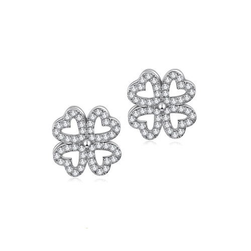 Jacy Classic Crystal Heart Stud Earrings - Silver