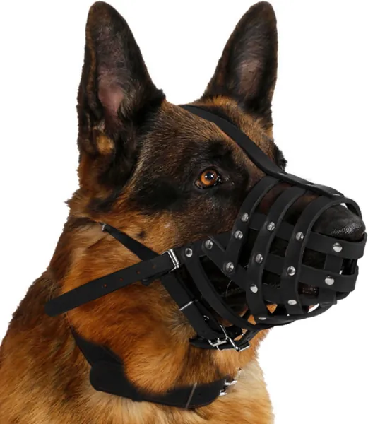 CollarDirect Leather German Shepherd & Doberman Dog Muzzle