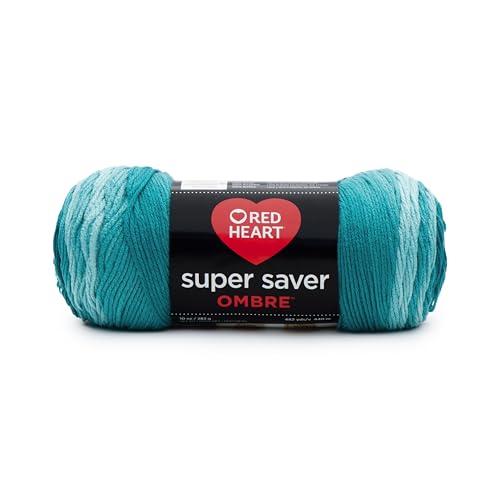 RED HEART E305.3985 Super Saver Ombre Yarn, Velvet - DEEP TEAL - 1 Pack - Jumbo