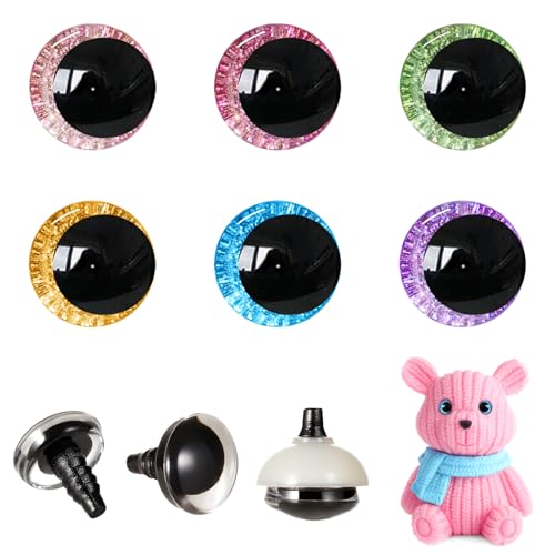 MUCUNNIA 120pcs 18mm 3D Glitter Safety Eyes for Crocheting with Bowl Washers Moon Crochet Amigurumi Eyes for Crochet Animals Craft Doll Eyes Stuffed Crochet Eyes for Crafts Teddy Bear,Puppet Toys - 18mm