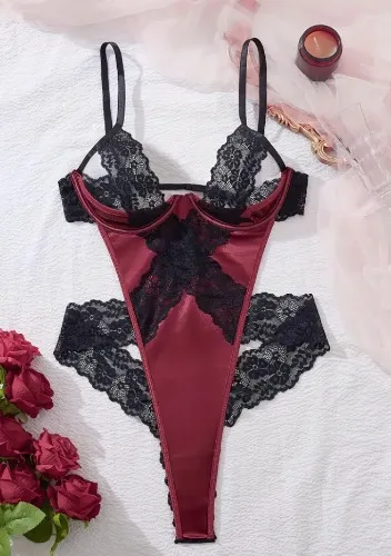 S*xy bodysuit contrast lace adjustable