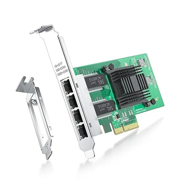 Gigabit Network Card (NIC) with Intel I350-AM4 Controller Compatible for I350-T4, Quad RJ45 Ports, PCI-E 2.1 X4，1.25G PCI Express Ethernet LAN Card for Windows Server, Win7, 8, 10, XP and Linux - Intel I350-T4(4xRJ45 ports)