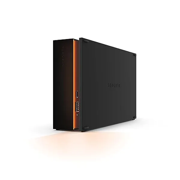 Seagate FireCuda Gaming Hub, 8TB, External Hard Drive, USB 3.2, Customisable RGB LED lighting, Dual forward-facing USB, for Desktop PC, 3 year Rescue Services (STKK8000400) - 8TB - PC