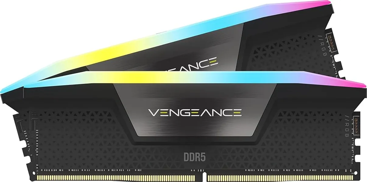 CORSAIR VENGEANCE RGB DDR5 RAM 32GB (2x16GB) 7200MHz CL34 Intel XMP iCUE Compatible Computer Memory - Black (CMH32GX5M2X7200C34) - 32GB (2x16GB)