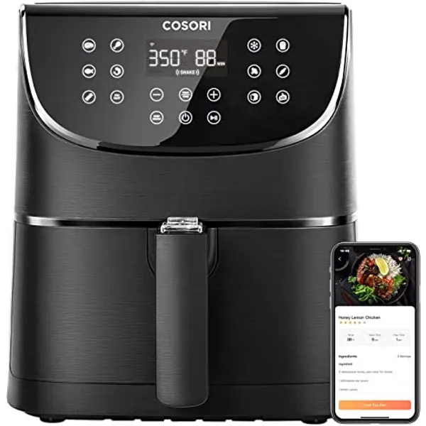 COSORI Smart WiFi Air Fryer(100 Recipes), 13 Cooking Functions, Keep Warm &amp;amp; Preheat &amp;amp; Shake Remind, Works with Alexa &amp;amp; Google Assistant, 5.8 QT, Black