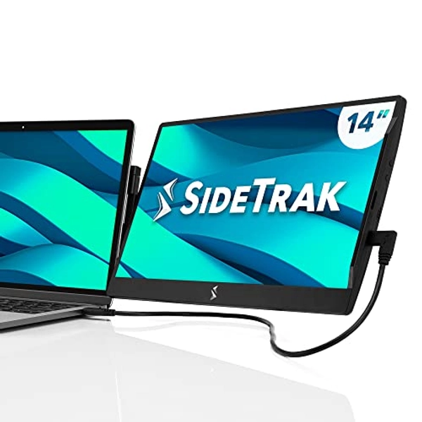 SideTrak Swivel 14” Attachable Portable Monitor for Laptop FHD TFT USB Dual Screen with Kickstand | Compatible with Mac, PC, Chrome | Fits All Laptop Sizes | Powered by USB-C or Mini HDMI