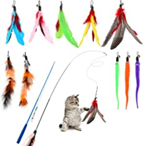 Feather Teaser Cat Toy Set 12 pcs