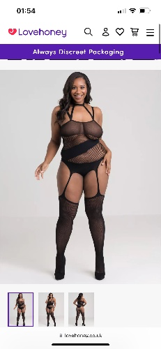 Lovehoney Plus Size Asymmetric Fishnet Suspender Bodystocking