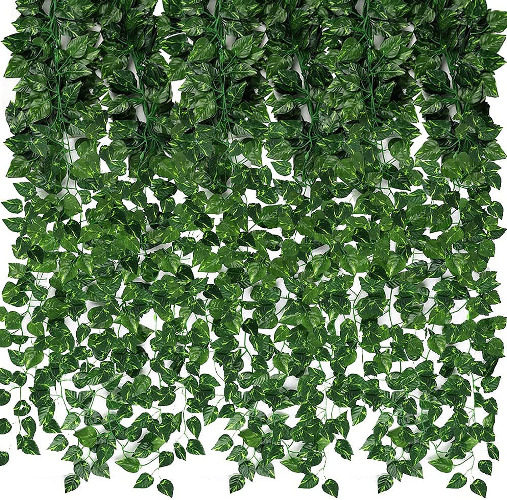 CEWOR 24 Pack 173ft Artificial Ivy Greenery Garland, Fake Vines Hanging Plants Backdrop for Room Bedroom Wall Decor, Green Leaves for Jungle Theme Party Wedding Decoration - A-24pcs of Vines