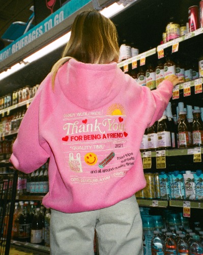 "Quality Time" Oversized Lux Hoodie in Pink | Small