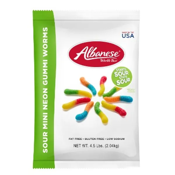 Albanese Sour 2-Inch Worms, 4.5-Pound Bags