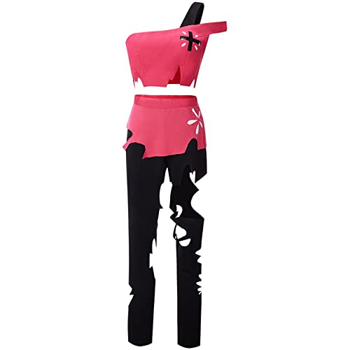 AwwwCos Anime Cherri Bomb Cosplay Costume Cutting Holes Dress Shirt Pants Halloween Party Suit Women - Small - Red Female
