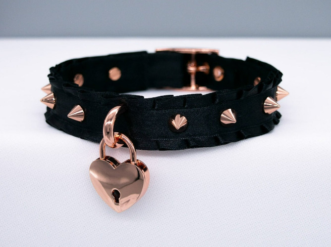 Black Spiked Heart BDSM Collar in Rose Gold | Default Title