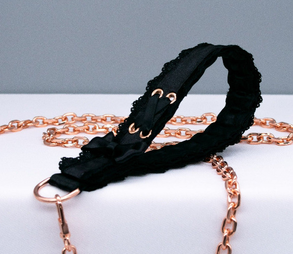 Black Lace Corset Rose Gold Leash | Default Title