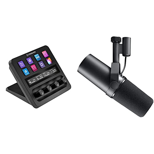 Elgato USB-C Stream Deck +, Audio Mixer, Production Console and Studio Controller & Shure SM7B Vocal Dynamic Microphone for Broadcast, Podcast & Recording, XLR Studio Mic