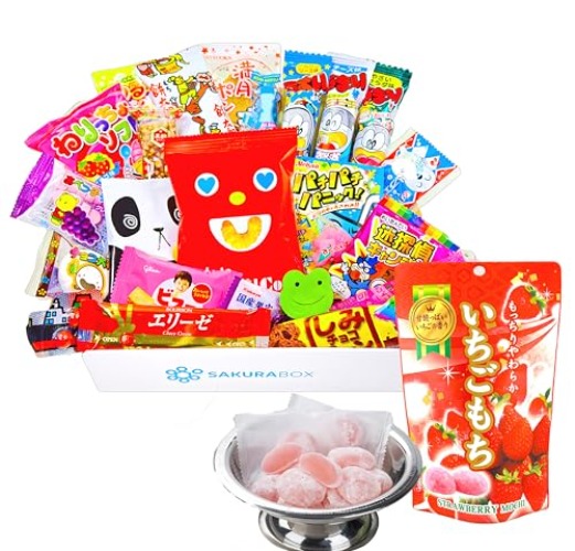 30 Piece Dagashi Box and 130g Strawberry Mochi Rice Cakes