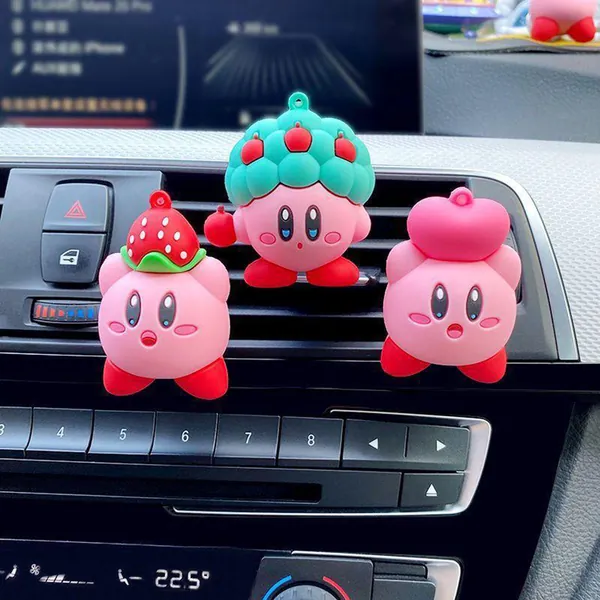 2 Stück Kirby Luftauslass Clip, Auto Zubehör niedlich, Luftauslass Dekoration, Auto Innenraum Kirby, Auto Klimaanlage Clip, Kawaii Auto Dekoration
