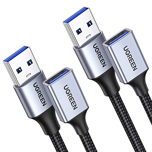 2 Pack USB Extension Cable, (3 FT+ 3 FT) USB Extender USB 3.0 Extension Cable Nylon Braided Compatible with Webcam, Camera, Phone, USB hub, Mouse, Keyboard, Printer, Hard Drive, Headset - 3 FT