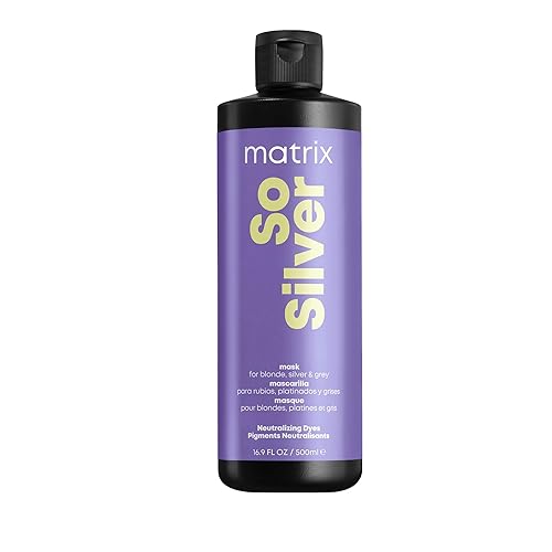 Matrix So Silver Toning Purple Vegan Deep Conditioning Hair Mask - Repairs Damaged Blonde and Silver Hair, Neutralizes Yellow Tones, For Color Treated or Bleached Hair - 16.9 Fl Oz (Pack of 1)
