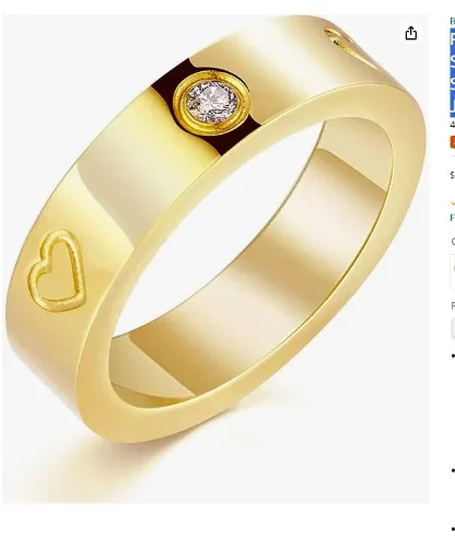 PDWZNBA Love Friendship Ring 18K Gold Silver Rose Plated Cubic Zirconia Stainless Steel Promise Ring Wedding Band Jewelry Birthday Gifts for Women