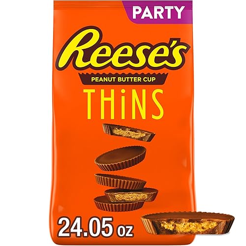REESE'S THiNS Milk Chocolate Peanut Butter Cups, Candy Party Pack, 24.05 oz - Peanut Butter - Party Pack (1 Count)