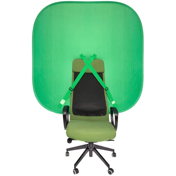 Portable Chair Green Screen Background - Pop Up Greenscreen Backdrop 148 cm - Collapsible Chroma Key Kit with Chair Attachment & Storage Case for Webcam Video Streaming Gaming Conferencing Webinars