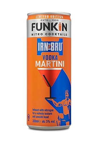 Funkin IRN BRU Vodka Martini - Pre-Mixed Cocktail Cans 200 ml (Case of 12) - Premium Ready to Drink Cocktails - Bar Quality Drinks At Home - Nitro Infused