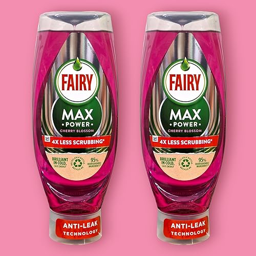 Fairy Max Power Cherry Blossom Washing Up Liquid 2 x 640 ml Twin Pack