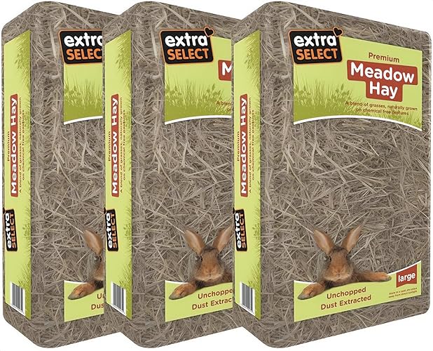 Extra Select Premium Meadow Hay for Small Animals - UK Sourced ideal Rabbit Food, Hay for Guinea Pigs, Hedgehogs, etc. - 2kg (Pack of 3, Total 6kg) - Meadow Hay - 2 kg (Pack of 3)