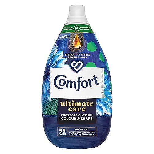 Comfort Ultimate Care Fresh Sky Ultra-Concentrated Fabric Conditioner bottle made of 100% recycled plastic* for complete clothes protection 870 ml (58 washes) - 1 count (Pack of 1) - Fresh Sky