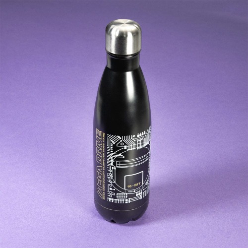Official Mega Drive 'Technical Spec' Black Bowling Pin Style Water Bottle | Default Title