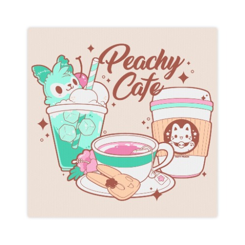 'Peachy Café' Canvas Photo Tile - 8" x 8" (Square) / 0.5"