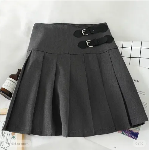 13.91US $ 50% OFF|Heliar Women Skirts Grey Pleated Mini Skirts Preppy A-line Mini Wide Leg High Waist Harajuku Skirts For Women 2021 Autumn - Skirts - AliExpress