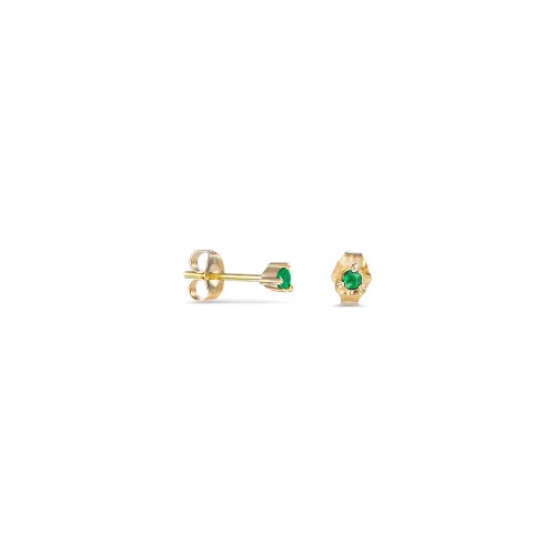 Emerald Earring Studs - 14K Yellow Gold / Half Pair