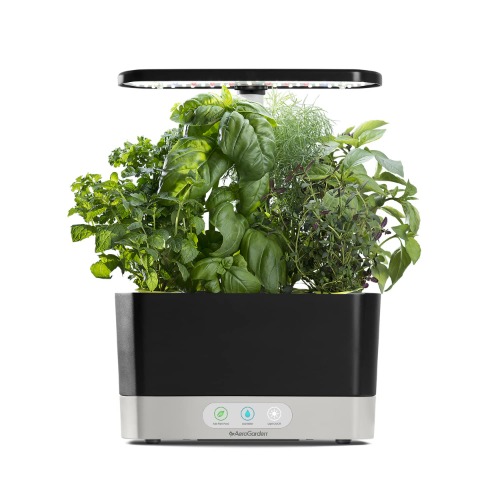 AeroGarden Harvest with Gourmet Herb Seed Pod Kit - Hydroponic Indoor Garden, Black - Black Harvest
