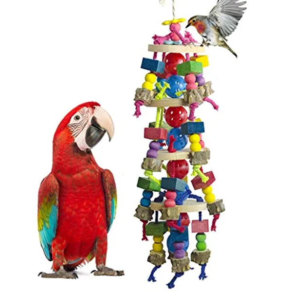 Deloky Large Parrot Toys - Natural Wood Large Bird Chewing Toys Suggested for Macaws cokatoos,African Grey and a Variety of Large Amazon Parrots