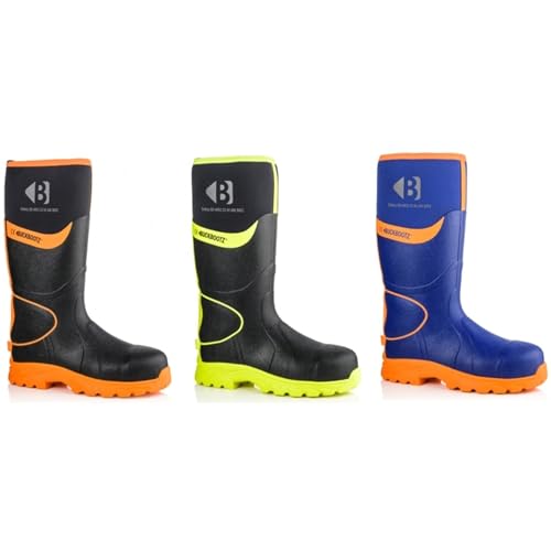 Buckler Mens Safety S5 Waterproof Composite Toe Wellington Wellies - 11 UK - Black Orange