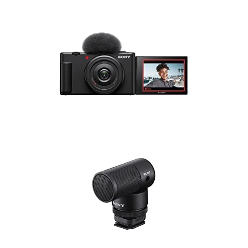 Sony ZV-1F Vlog Camera for Content Creators and Vloggers with Vlogger Shotgun Microphone ECM-G1 - Black - w/ Mic