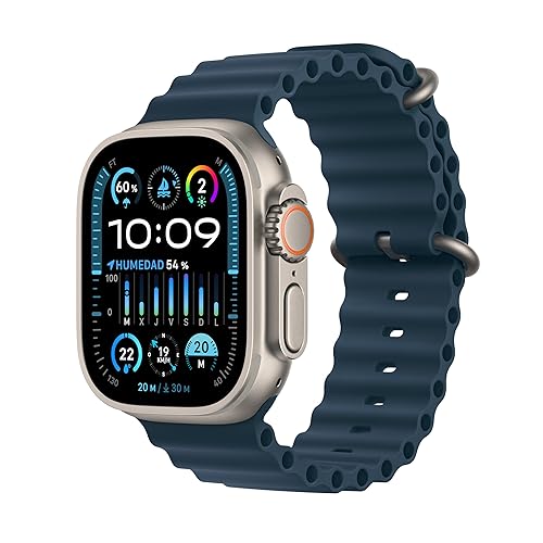 Apple Watch Ultra 2 [GPS + Cellular, 49MM] Titanium Case with Blue Ocean Band - One Size(Renewed)