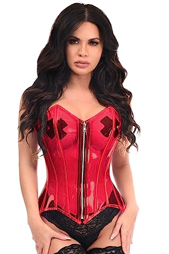Daisy corsets Womens Lavish Clear Red Overbust CorsetCorset - 5X - Red
