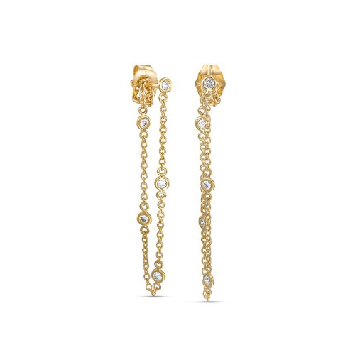Diamond Chain Earrings - 14K White Gold