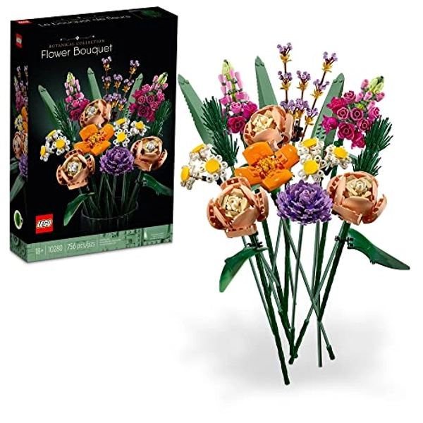 LEGO Icons Flower Bouquet Building Decoration Set - Artificial Flowers with Roses, Home Accessories or Valentine Décor for Him and Her, Gift for Valentines Day, Botanical Collection for Adults, 10280