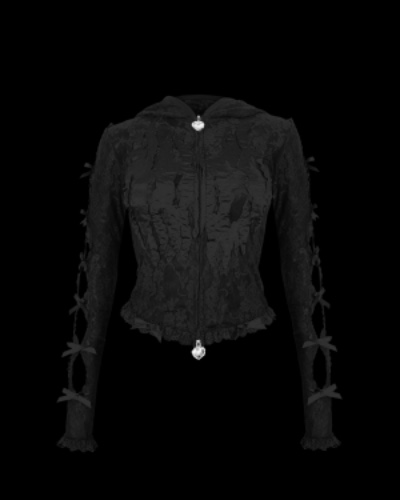 BAD ROMANCE LACE SCULPT STRETCH ZIP HOODIE BLACK | S/M