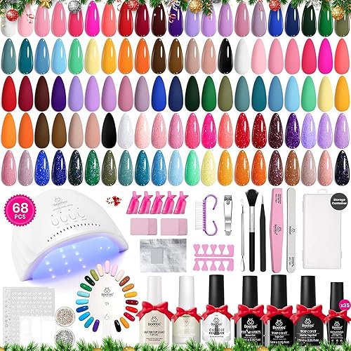 Beetles Gel Nail Polish Kit with U V Light 68 Pcs Emotional Spectrum 35 Colors Gel Polish Nail Kit with Base and Matte&Glossy Top Coat Soak Off All Season Gel Nail Kit Manicure Tools Gifts for Women - 0-0-Emotive Palette