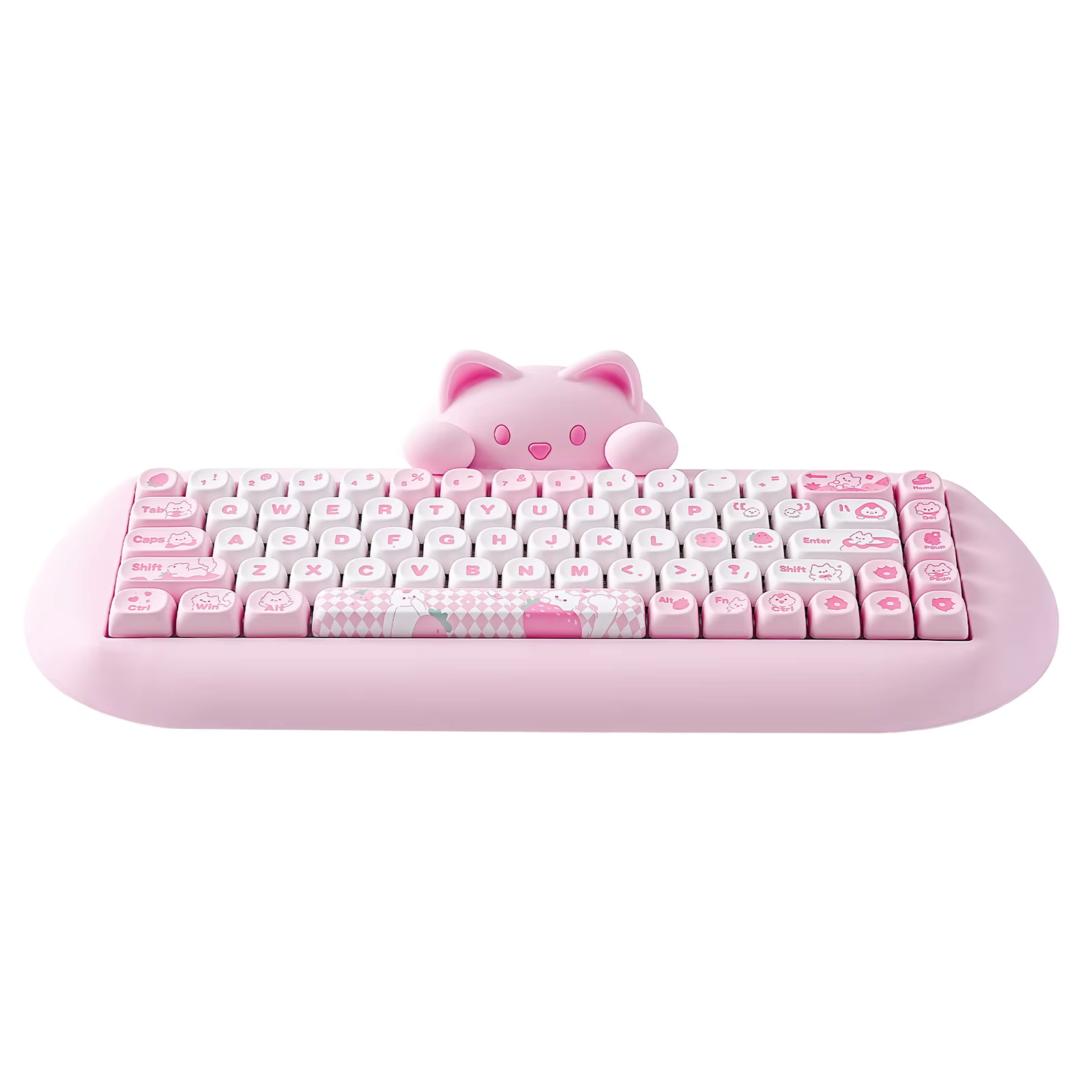 YUNZII-Cute Cat Silicone Teclado Mecânico para Jogos, NKRO Rosa, Teclado Ergonômico Sem Fio, Bluetooth 5.0, 2.4G, RGB, 65% Hi-Fi, C68 - AliExpress 7