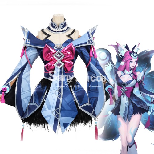 【In Stock】Game League of Legends Cosplay Snow Moon Ahri Cosplay Costume - L