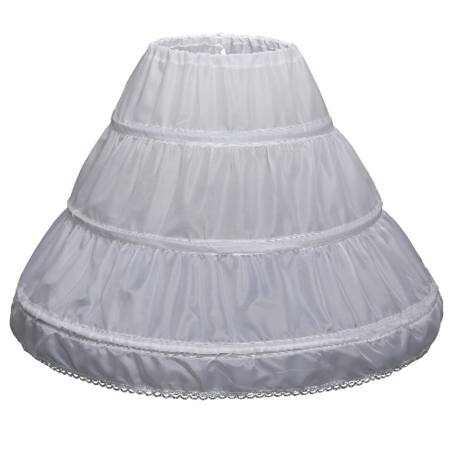 Abaowedding Girls' 3 Hoops Petticoat Full Slip Flower Girl Crinoline Skirt - A-white 2-3