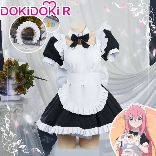 【Size S-2XL】DokiDoki-R Anime Bocchi the Rock! Cosplay Gotou Hitori CosplayCostume Maid | XL-Order Processing Time Refer to Description Page